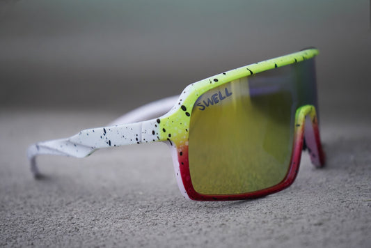 Adult yellow & red speckled polarized cobra glasses