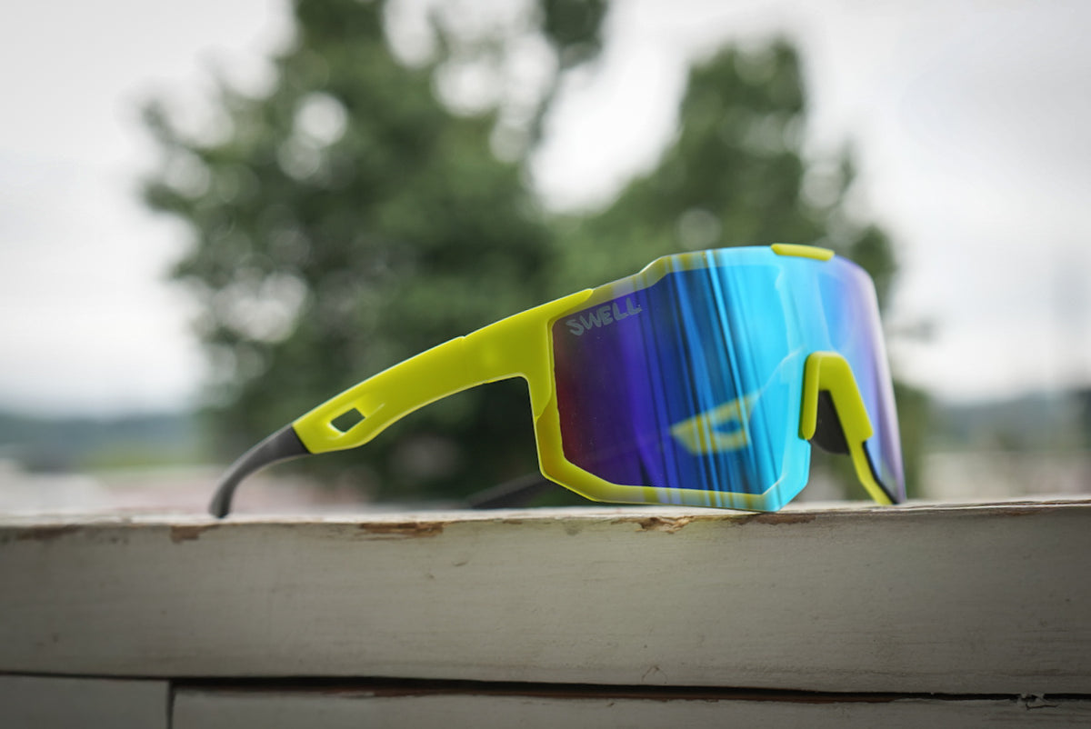 Adult polarized neon green cycling sunglasses