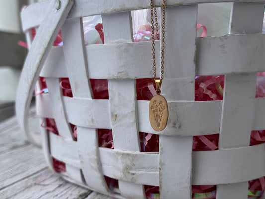 Stainless botanical gardens stamped necklace