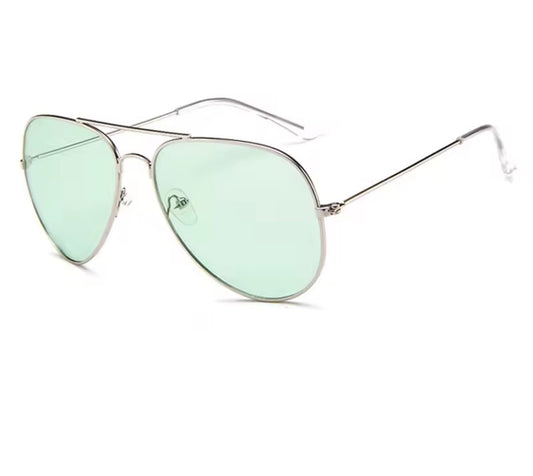 Adult green & silver metal aviators