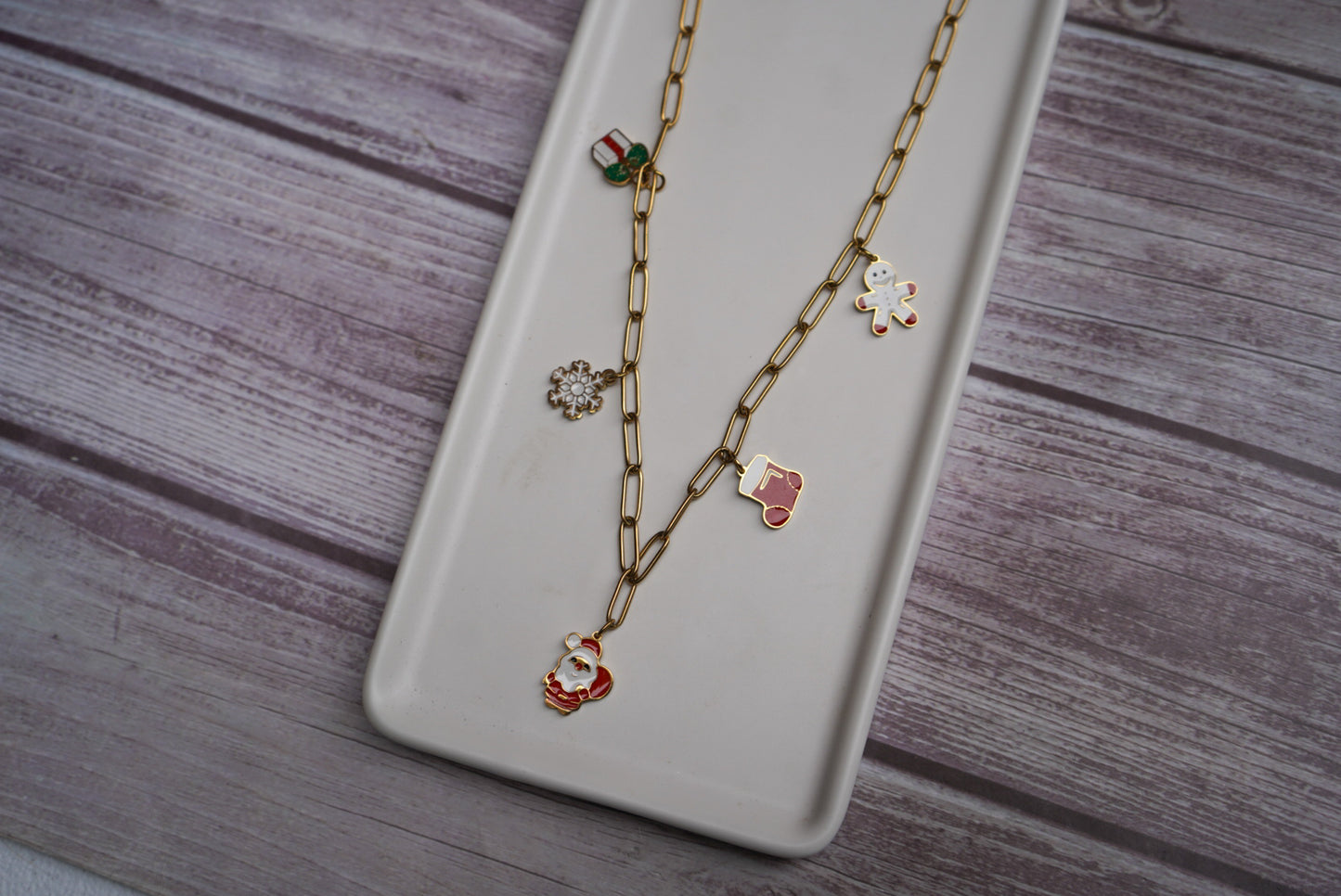 Adult holiday stainless charm necklaces