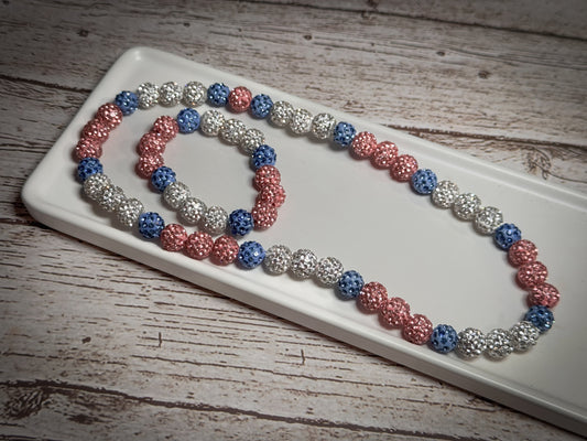 Pink & blue rhinestone Baseball bracelet ⚾️