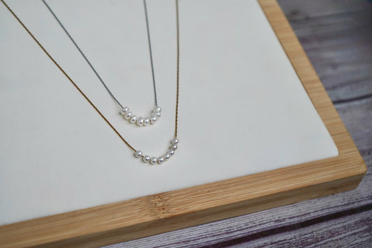 Stainless freshwater cultured pearl necklace (gold or silver)