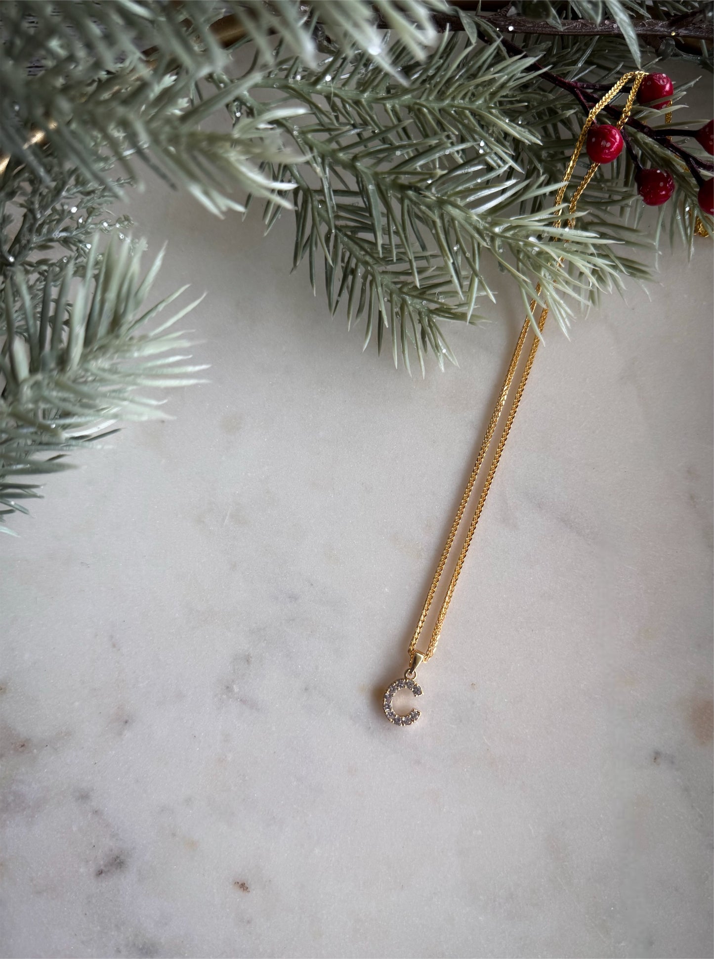 Sterling silver gold foxtail Chopin initial necklace