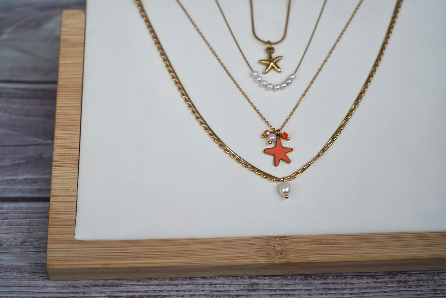 Stainless 18k gold starfish oceanic necklace