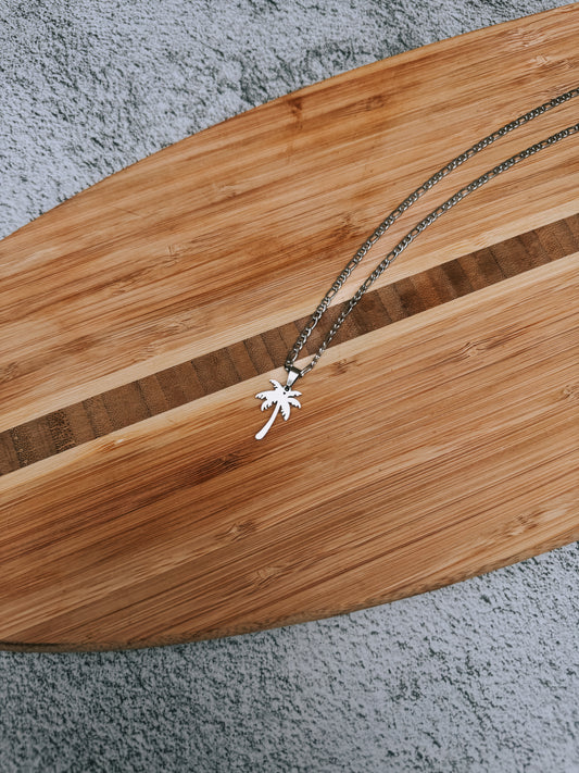 Palm tree on 3mm stainless steel figaro