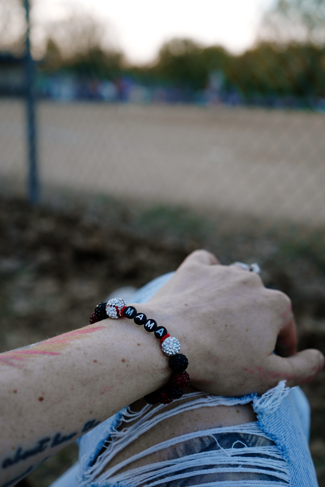 Mama rhinestone bracelet (pick your team colors!)