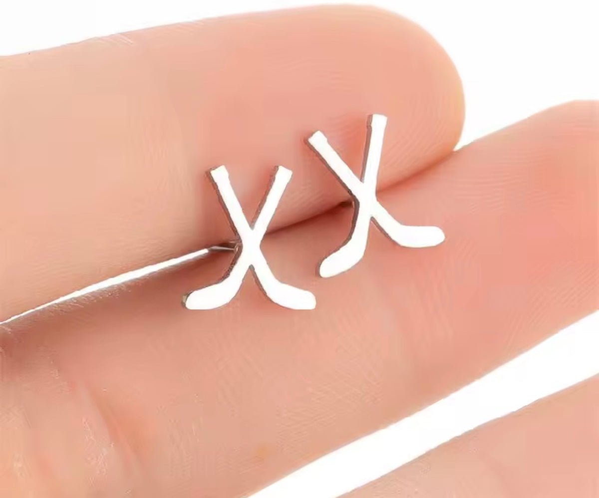 Ice hockey stainless steel earrings