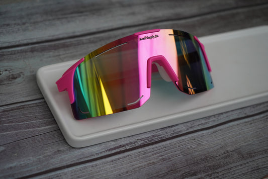 Small adult pink polarized sports sunglasses UV400