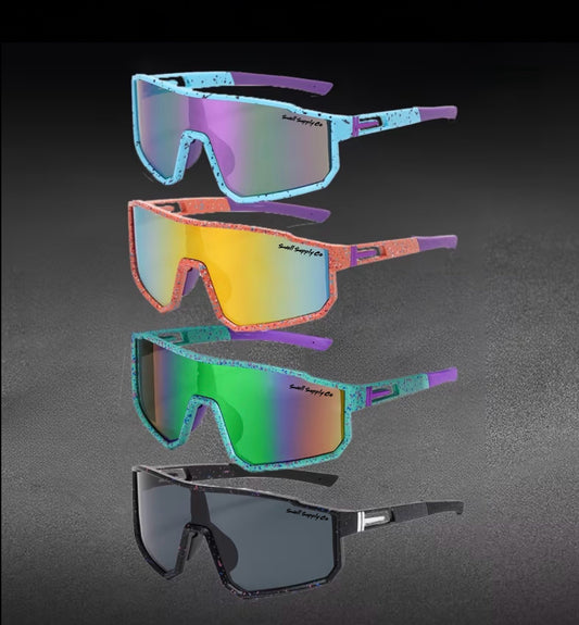 Large youth speckled UV400 polarized cycling sunnies (ages 8-14)