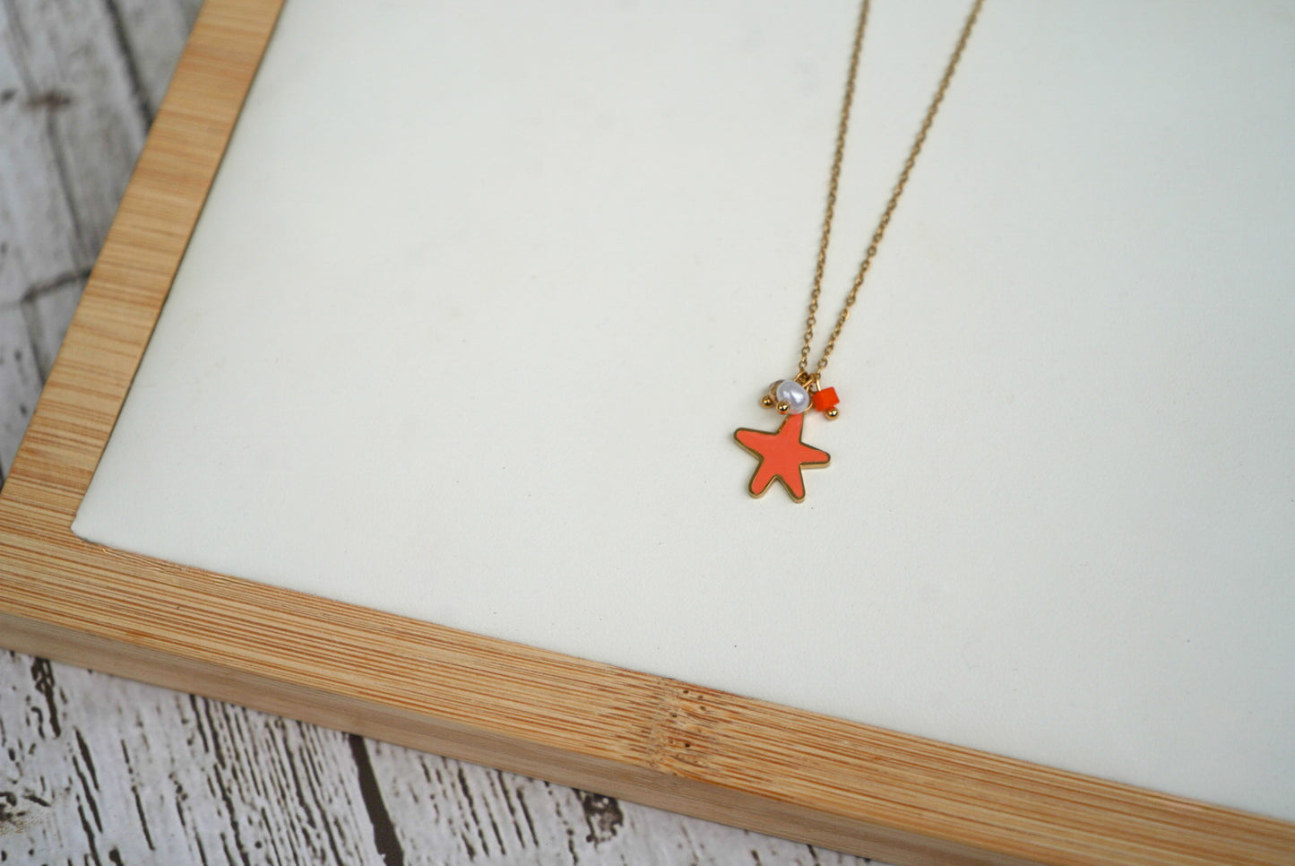 Stainless 18k gold starfish oceanic necklace