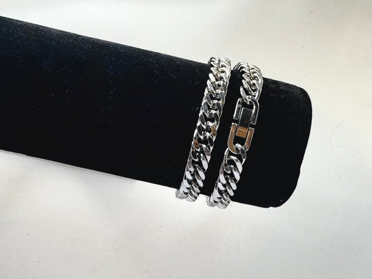 Adult stainless steel silver 8mm cuban link bracelet with box clasp (19 or 20cm)