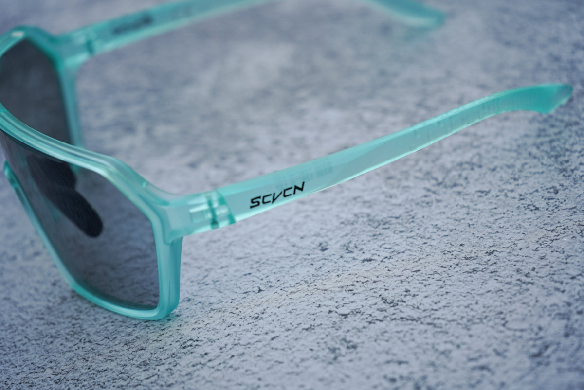 Adult teal photochromatic SCVCN sports sunglasses