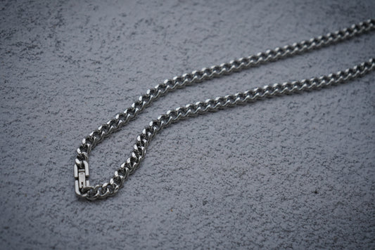 6mm Stainless steel Miami link necklace with box clasp