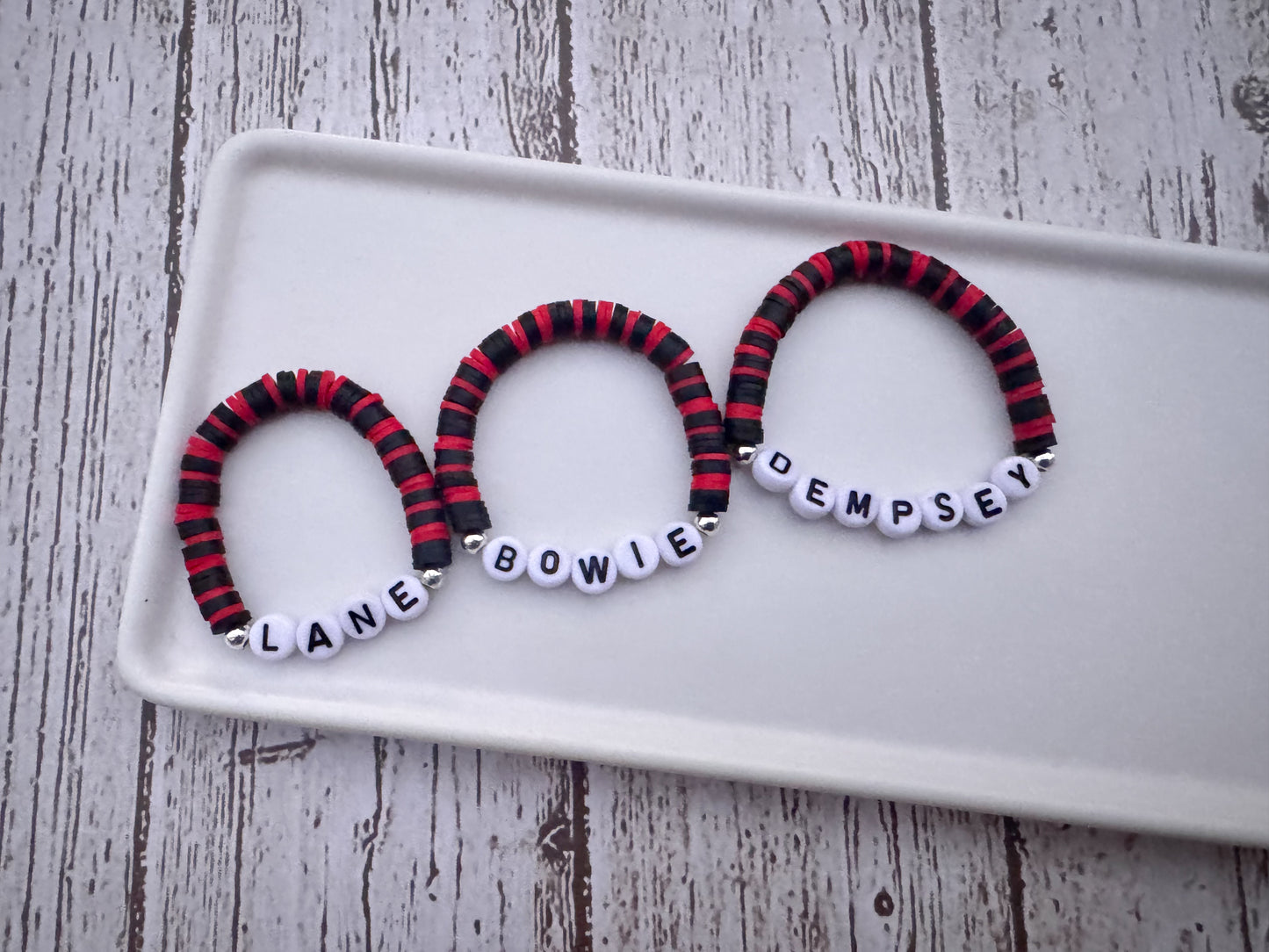 Buffalo plaid inspired name bracelet