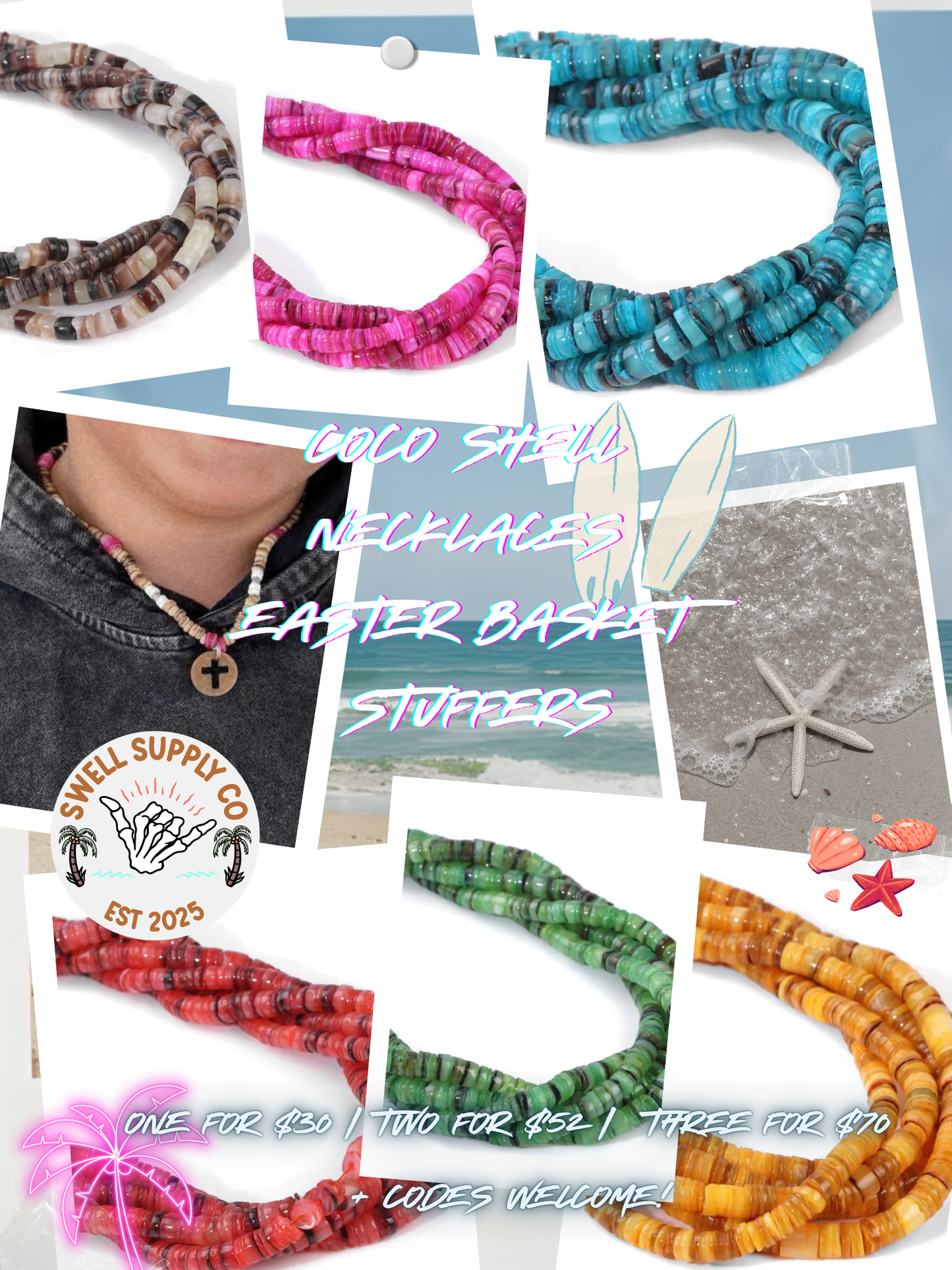 Coco CROSS shell surf necklaces