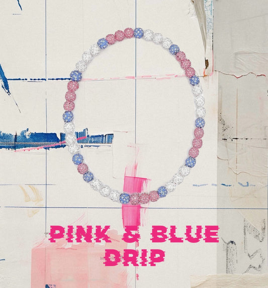 Pink + Blue drip baseball necklace