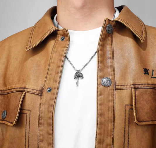 Baseball pendant necklace w/ bat, glove, and hat