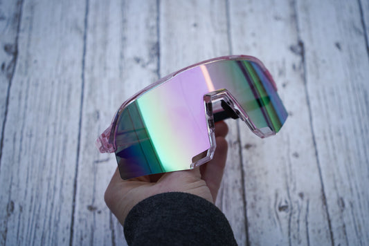 Adult pink mirrored sports sunglasses UV400