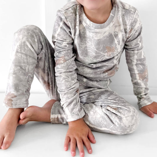Little Bipsy x Baby Breez 2T snow camo bamboo pjs