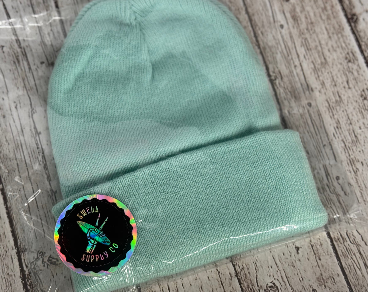 Youth acrylic knit beanie water blue