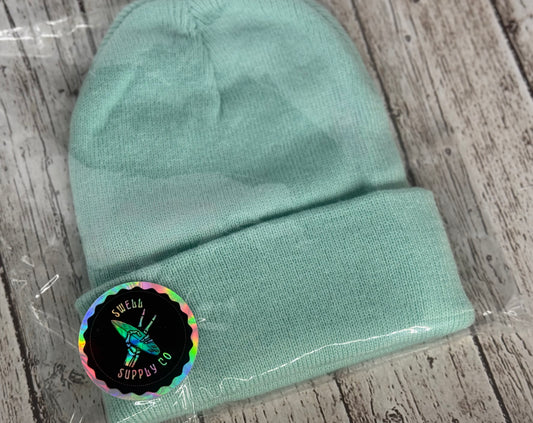 Youth acrylic knit beanie water blue