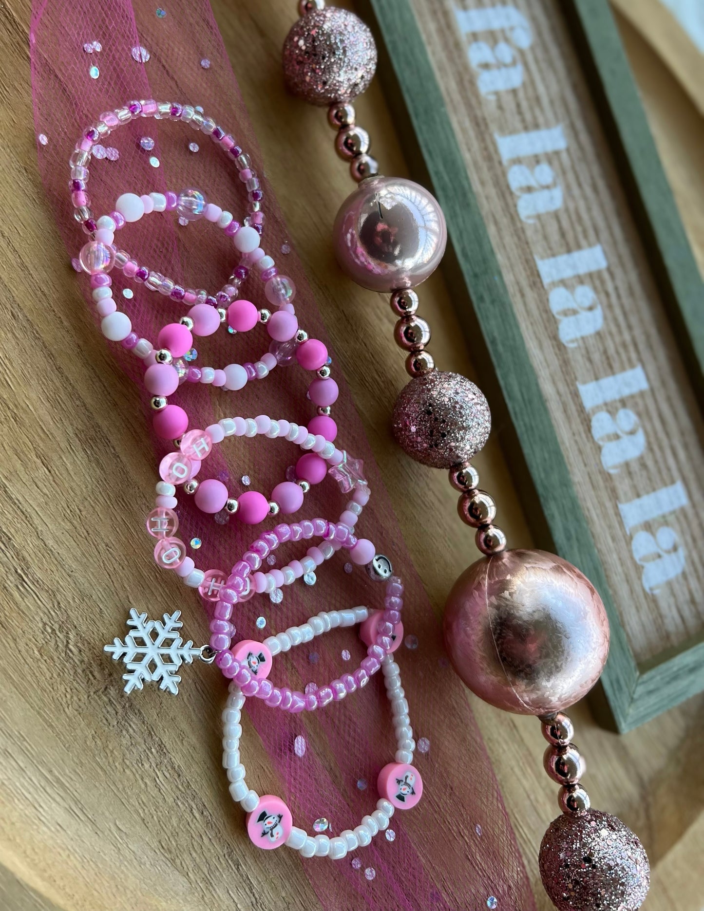 Mix pink seed/large bracelet
