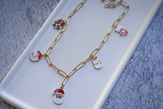 Adult holiday stainless charm necklaces