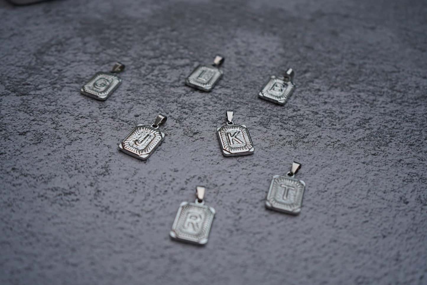 Chunky initial on 3mm stainless silver figaro