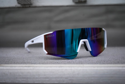 Adult white rimless mirrored rainbow sports sunglasses UV400