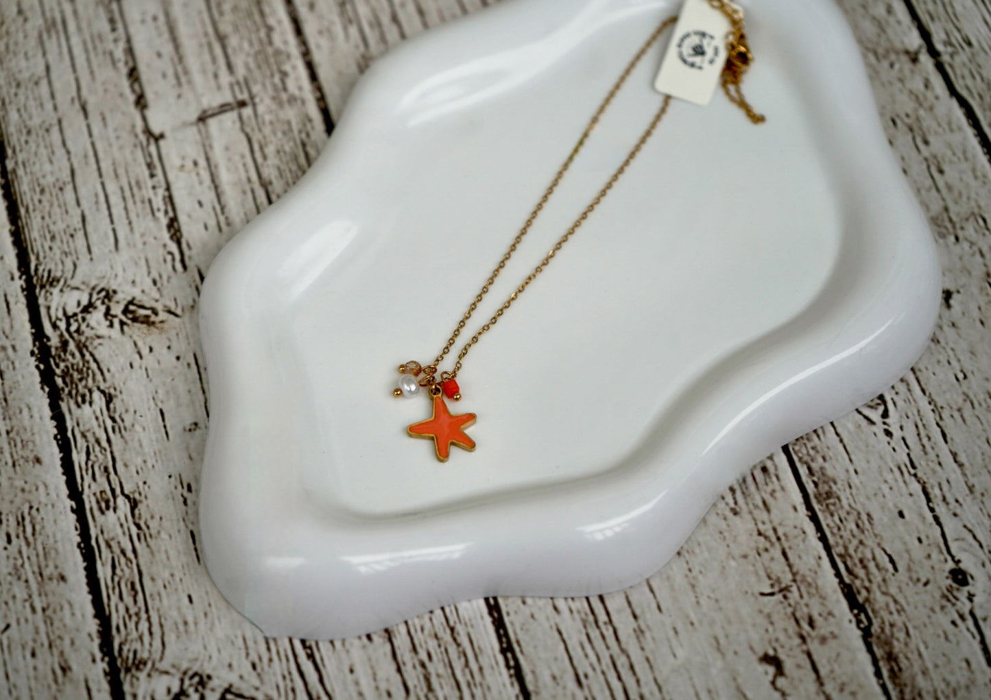 Stainless 18k gold starfish oceanic necklace
