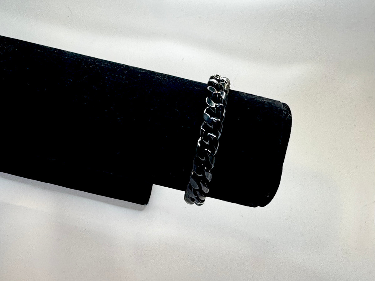 Kid’s 7.5 inch stainless black 10mm Miami link bracelet with box clasp