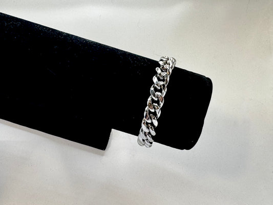 Adult stainless steel silver 12mm Miami link bracelet with box clasp 20cm