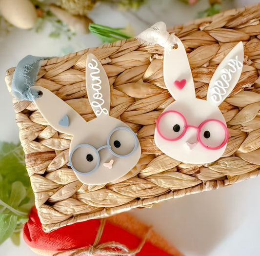 Bunnies in sunnies customizable tag