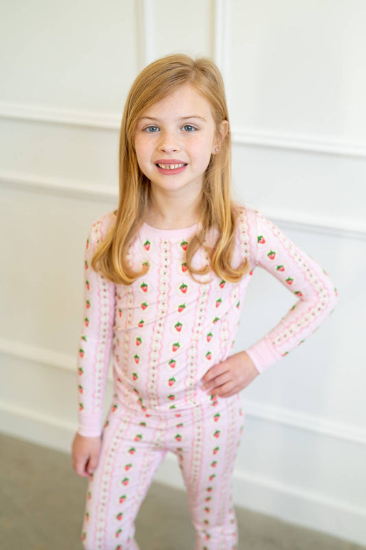 Strawberry Stripe | Two Piece Pajama Set