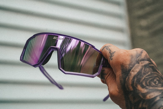 Youth purple mirrored SCVCN sports sunglasses polarized
