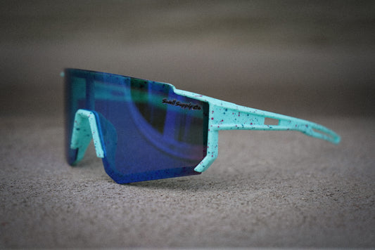 Kid’s teal mirrored rimless sports sunglasses (age 2-9)