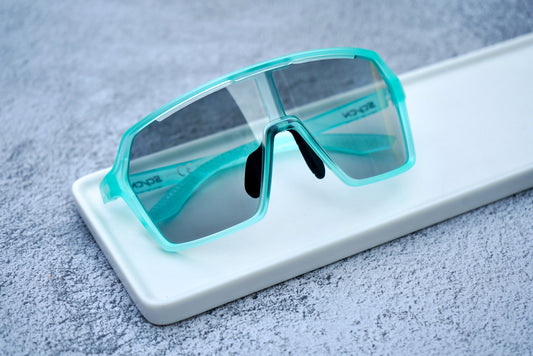 Adult teal photochromatic SCVCN sports sunglasses