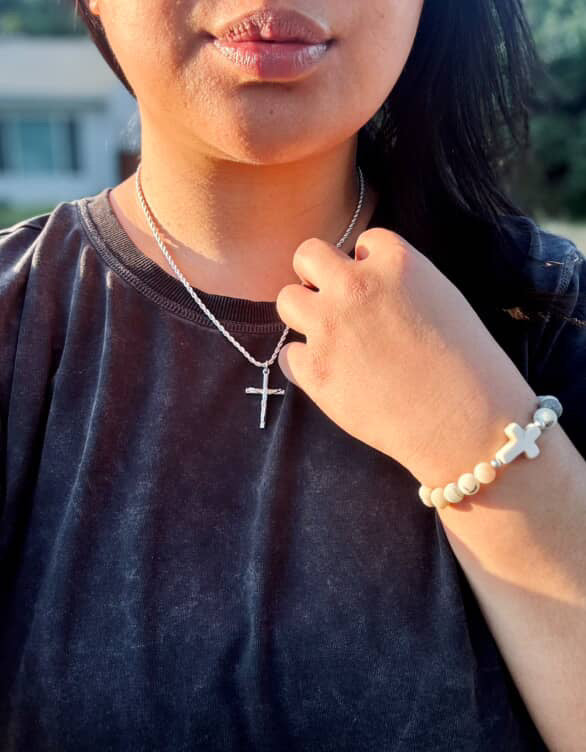 Sterling silver crucified cross necklace