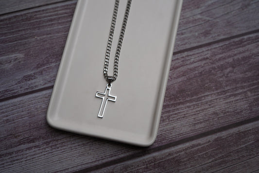 Hollow cross stainless necklace