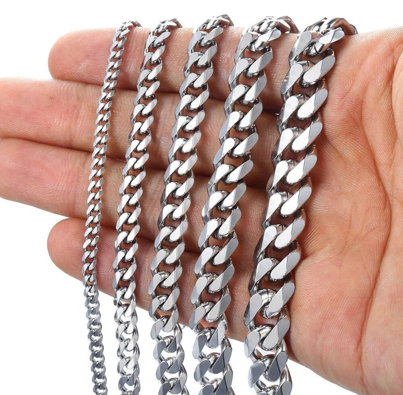 5mm stainless steel silver Miami Cuban