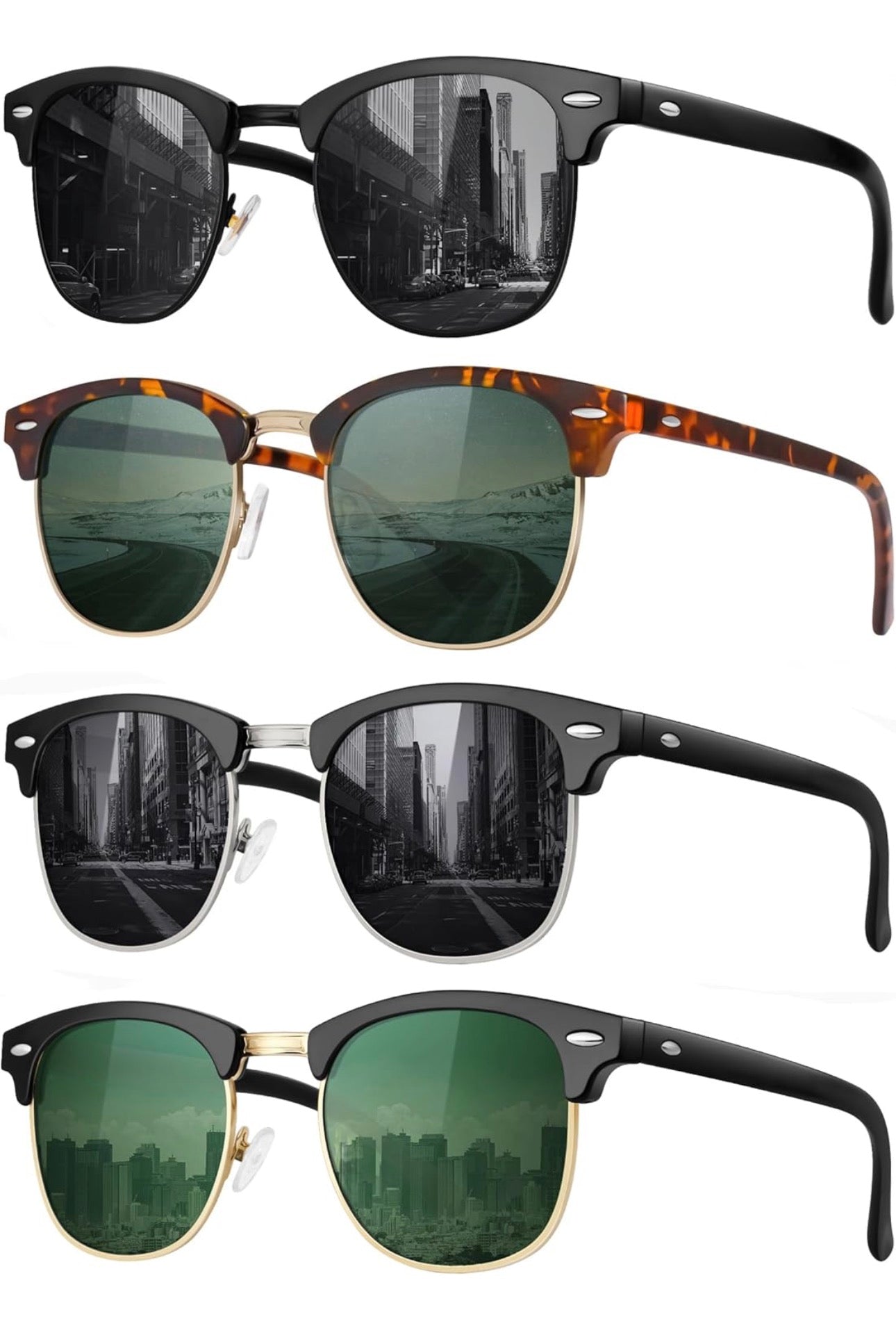 Adult polarized semi rimless frame sunglasses