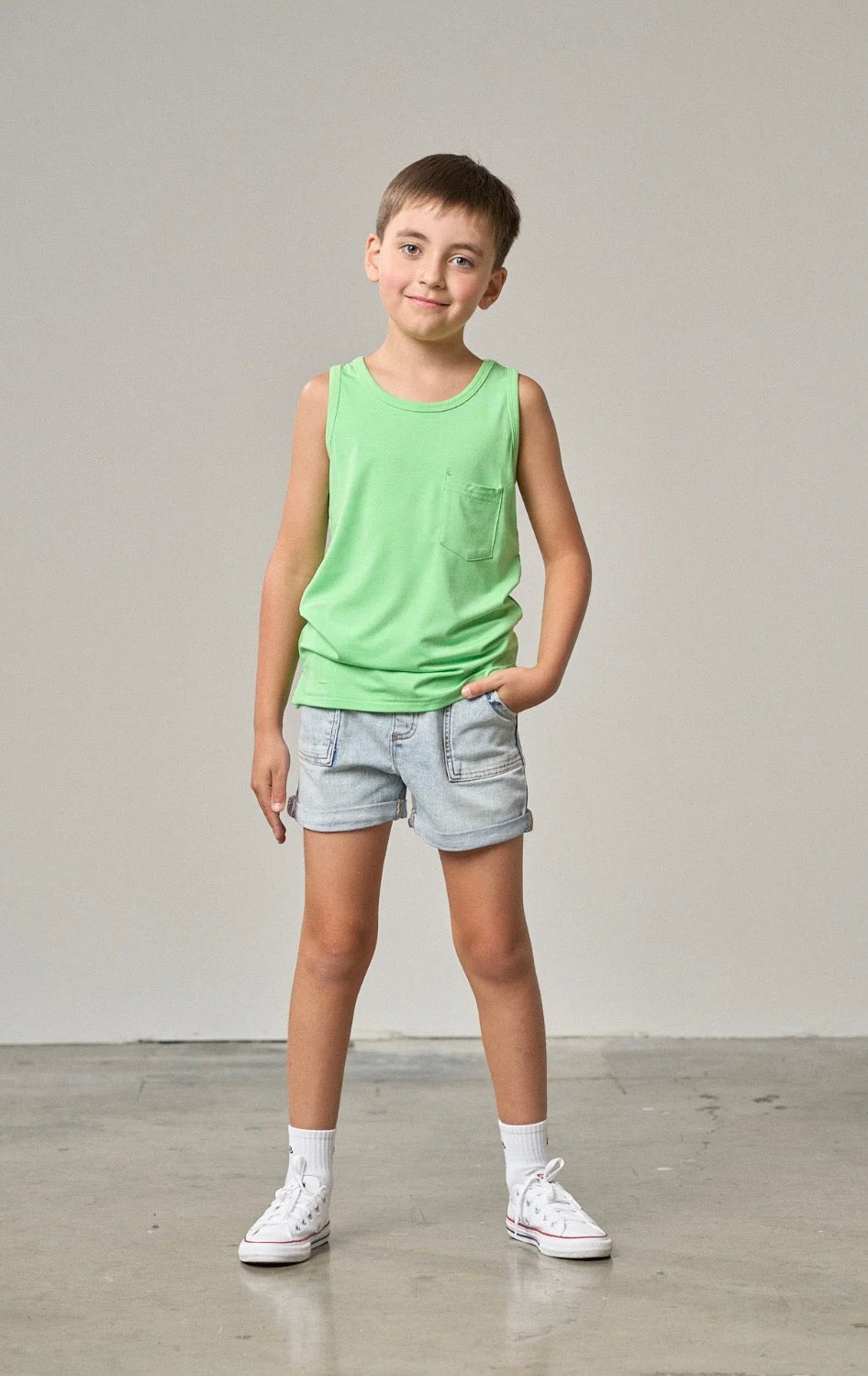 Little Bipsy 18/24 months bamboo pocket tank - neon green