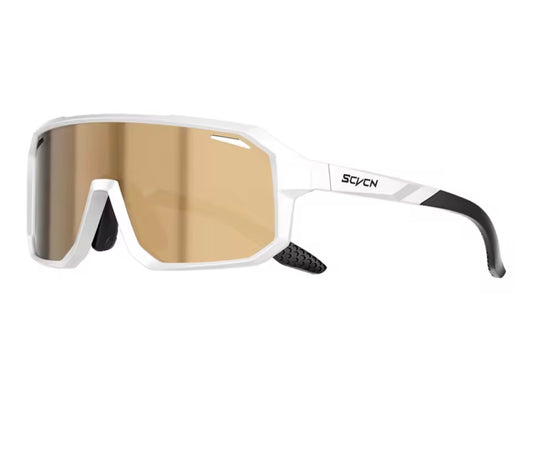 Youth gold mirrored white SCVCN sports sunglasses polarized
