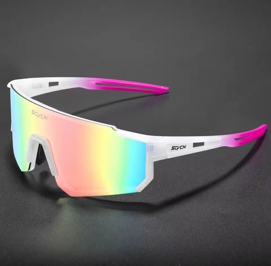 Large youth pink mirrored SCVCN sports sunglasses polarized