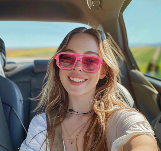 Adult pink anti-UV double beam wayfarers w/ clear lens