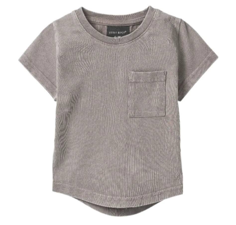 Little Bipsy 3/6 months grey acid wash pocket tee