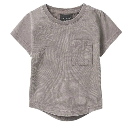 Little Bipsy 3/6 months grey acid wash pocket tee
