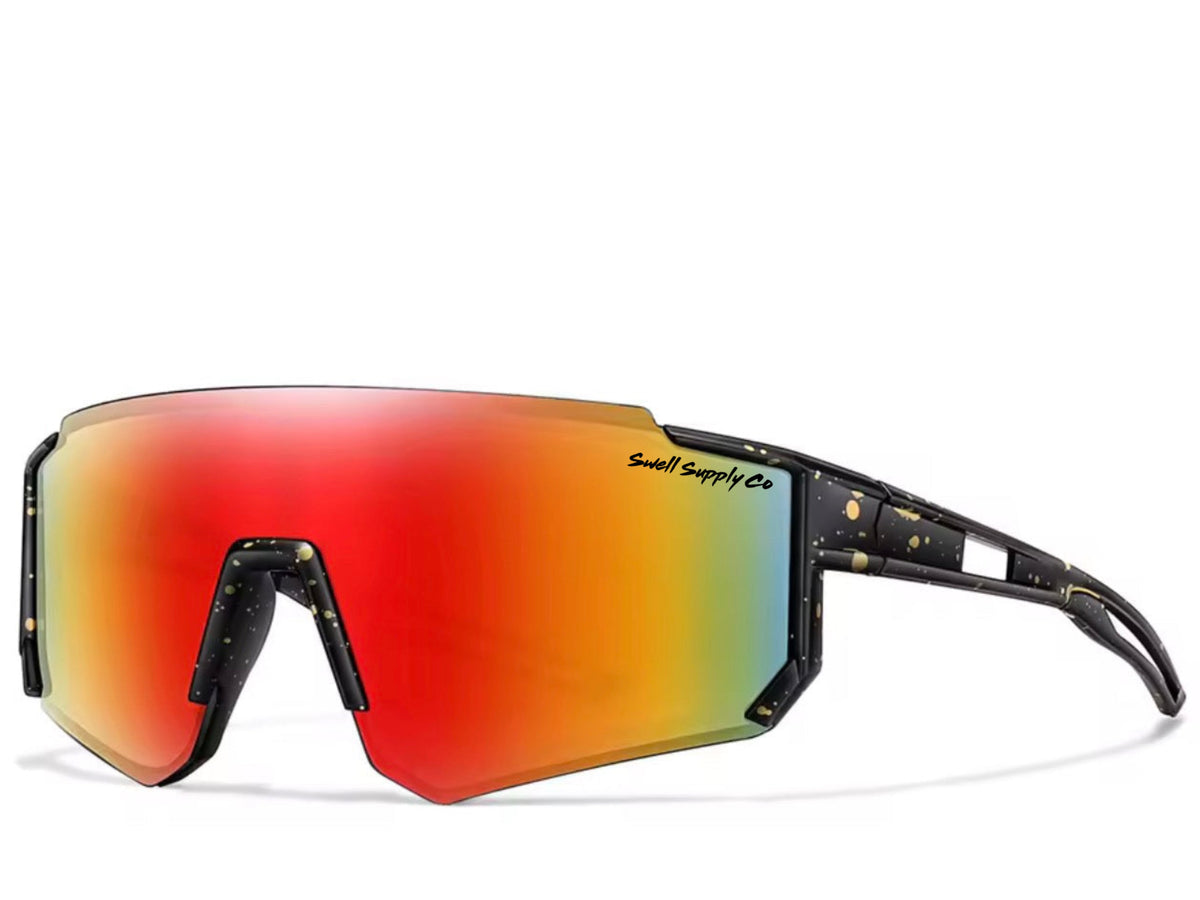 Kid’s black/gold mirrored rimless sports sunglasses (age 2-9)