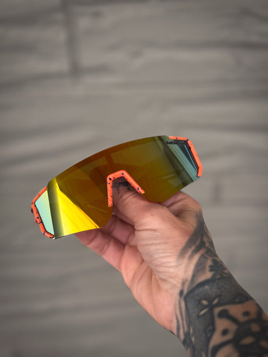Kid’s orange rimless speckled sports sunglasses (ages 2-9)